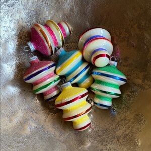 Christopher Radko Shiny Brite Colorful Striped Christmas Ornaments